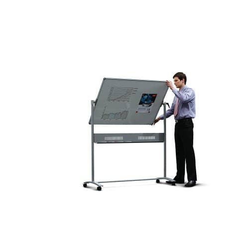 Nobo Whiteboard – 150 × 120 cm, Emaille, magnetisch, Alu-Rahmen, mobil, beidseitig, drehbar
