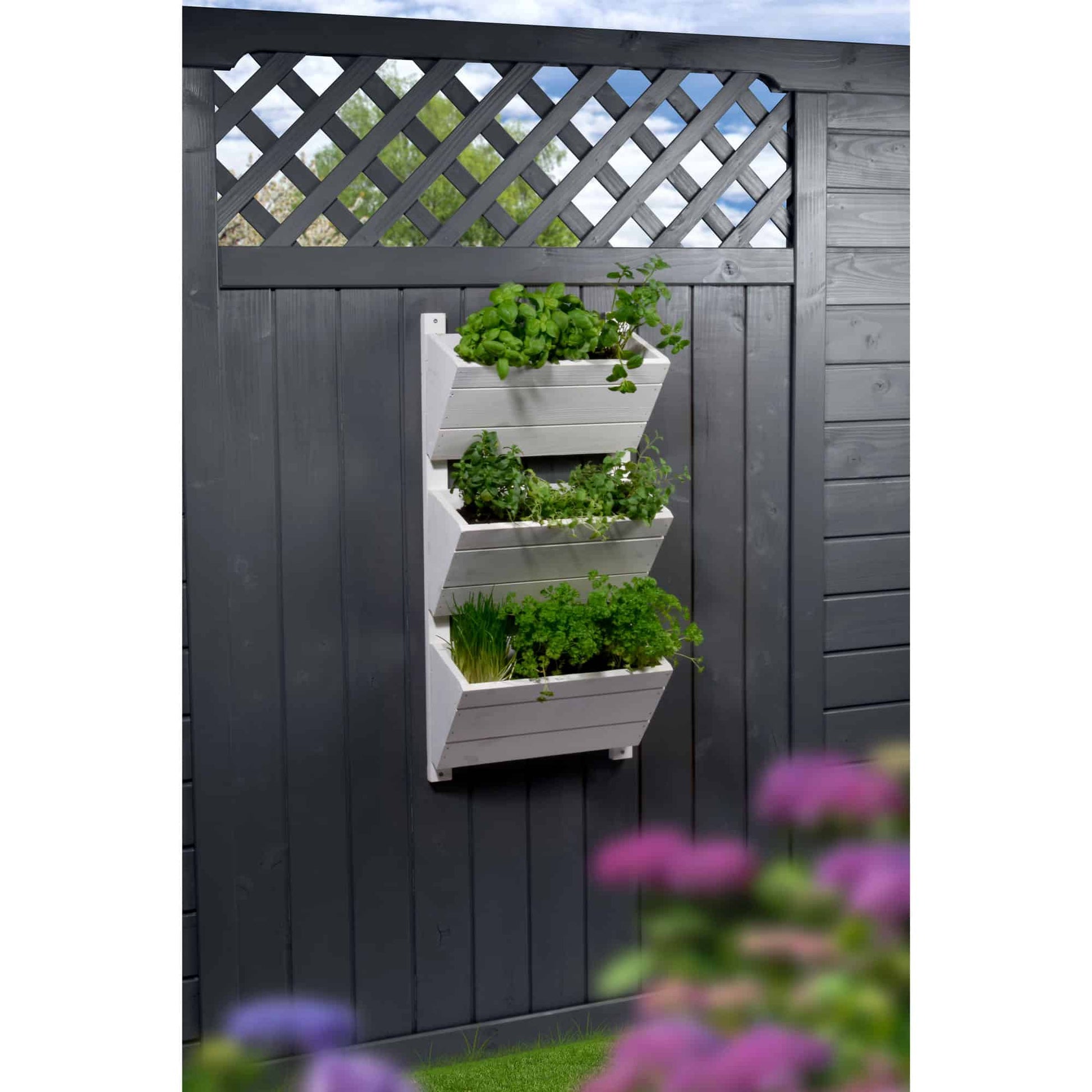 Dobar 3-stufiges Wand-Pflanzbeet – 17,5 × 79 × 38 cm – Kiefernholz, Weiss