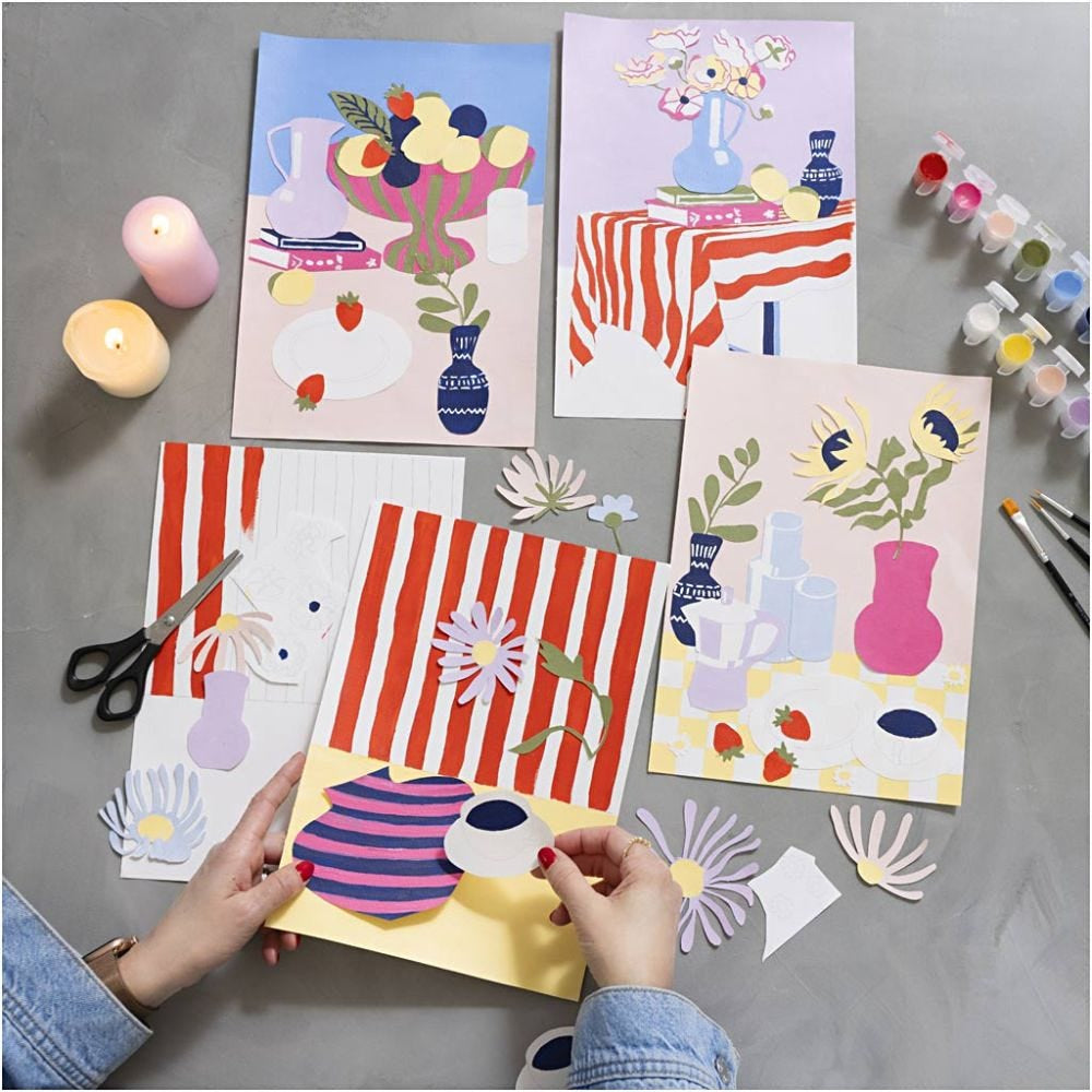 Creativ Company Bastelset – 10 Farben, Bilder-Set zum Ausmalen, Wasserfarben