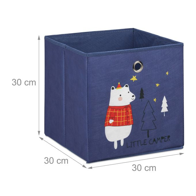 Relaxdays Tiere Aufbewahrungsbox – Vlies/Pappe/Stahl – Mehrfarbig – 300 × 300 × 300 mm – 4 Stück