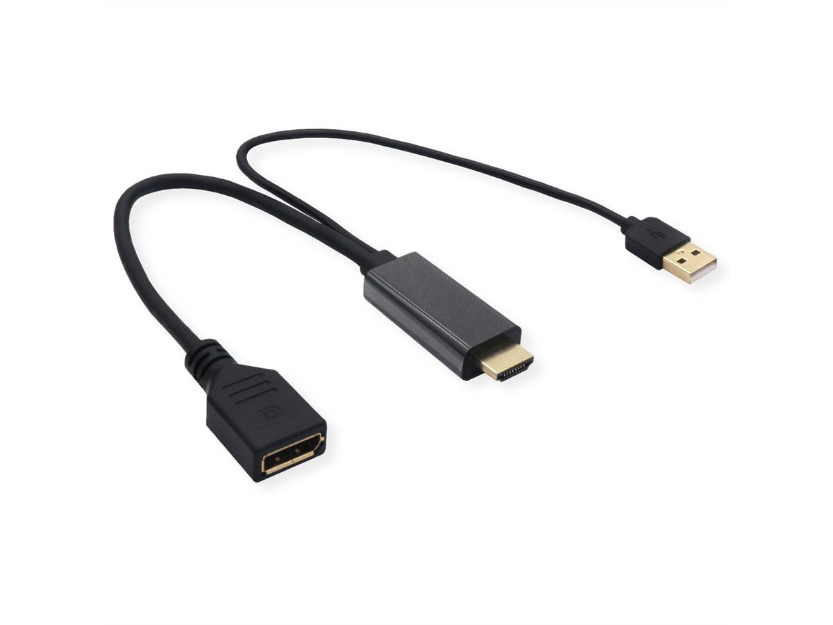 VALUE HDMI zu DisplayPort Adapter – 4K (3840 × 2160) @ 60 Hz, DisplayPort 1.2, 0,3 m – Schwarz