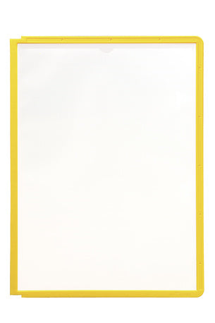 Durable Sichttafel SHERPA A4, Rahmen, matt, reflexionsarm, dokumentenecht, scannertauglich, gelb – 5 Stück