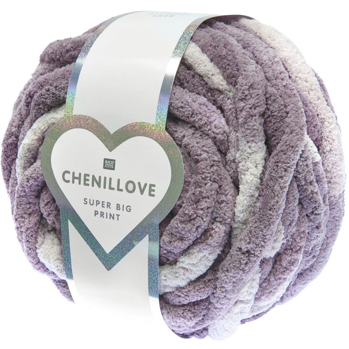 Rico Design Chenillove Super Big Print Wolle Extra dick Lila – 300 g, 36 m, Nadel 25 mm, 100% Polyester, 1 Stk.