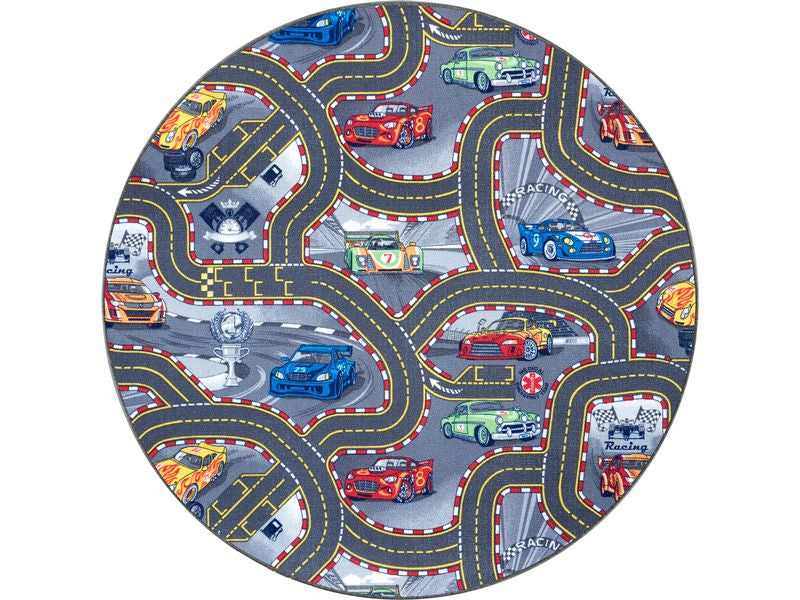 Hanse Home Race Track Kinderteppich – Ø 133 cm – Polypropylen & Baumwolle, Grau