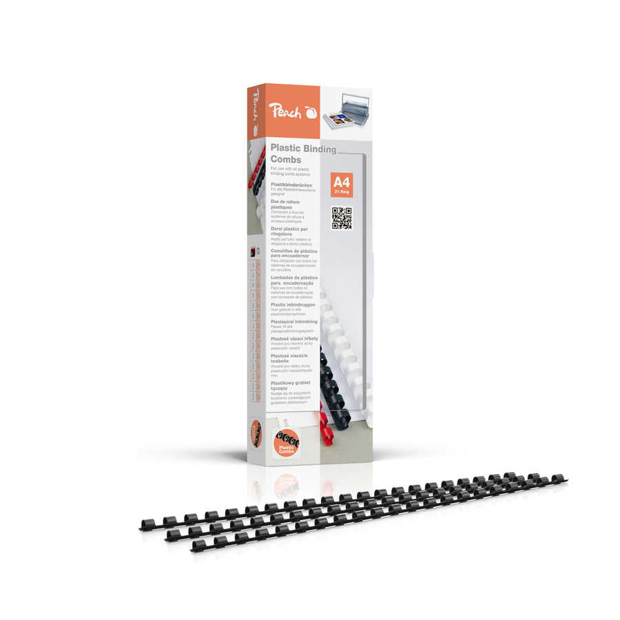 Peach Bindedisc-Ringe – schwarz, Kunststoff – 10 Stk.