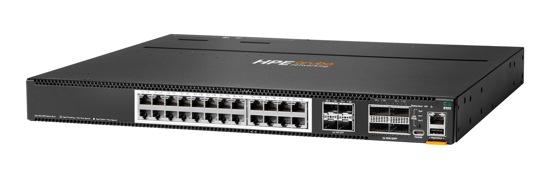 HPE ARUBA NETWORKING CX 8100 – Managed L3 Switch – 24× 10G, 4× SFP+, 4× QSFP28, 1U, 19"