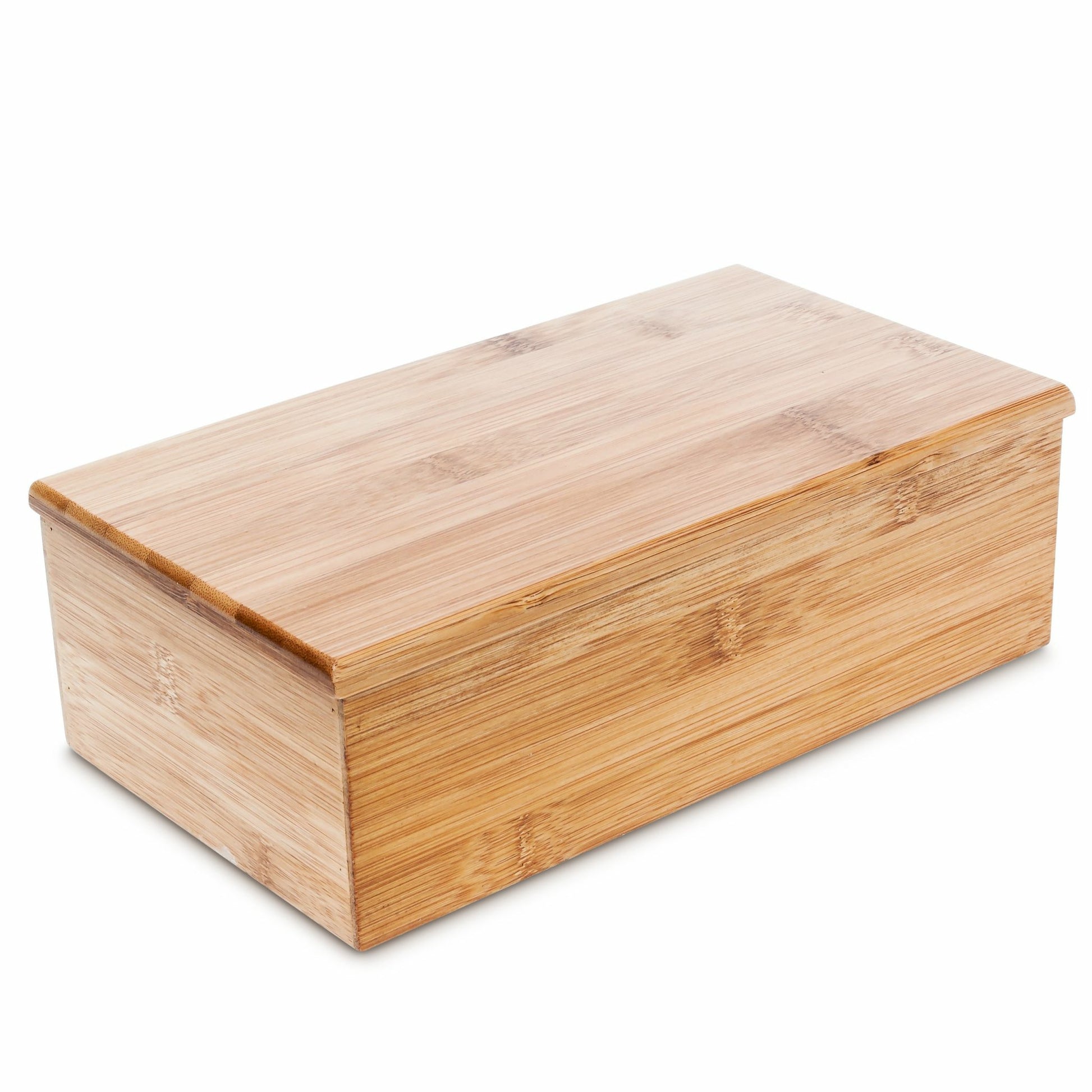 Relaxdays Teebeutelbox Bambus, 4 Fächer, 27,5 × 15,5 × 9 cm, Braun