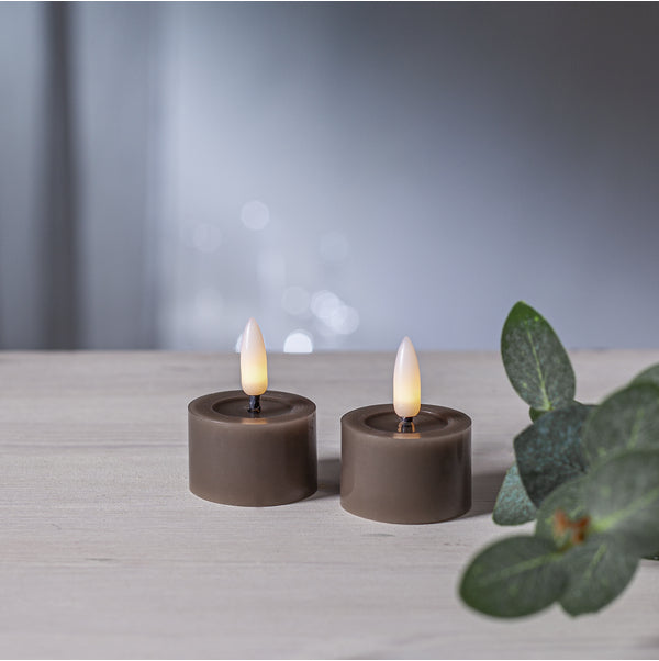 Star Trading LED-Teelicht Flow – CR2032 (2×, inkl.), Timer, IP20 – Braun