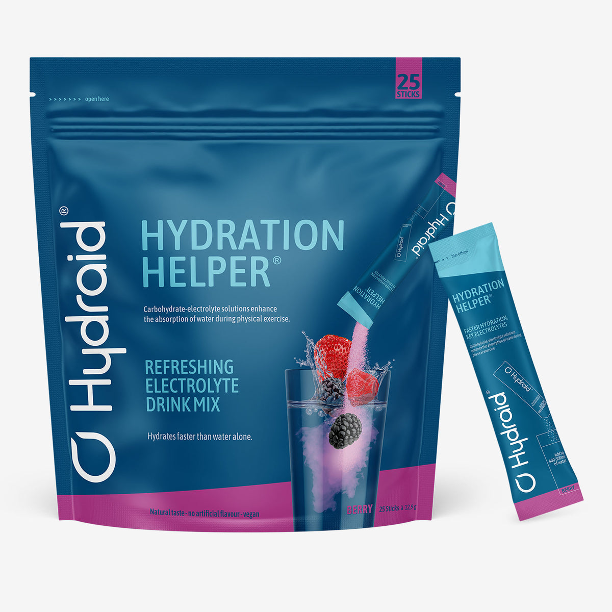 Hydraid Sportgetränkepulver Hydration Helper, Beeren – 25 × 12,9 g