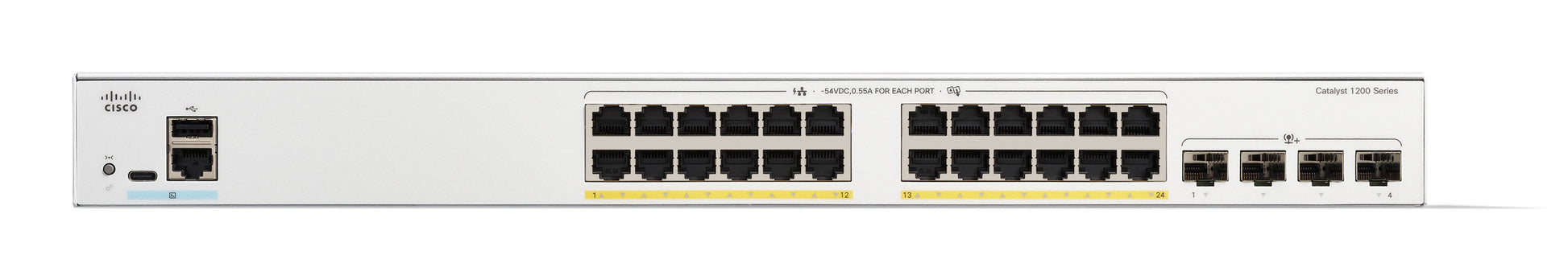 Cisco Catalyst C1200-24P-4X-RF – Verwalteter L2/L3 Switch – 24× 1G, 4× SFP, PoE, 19"