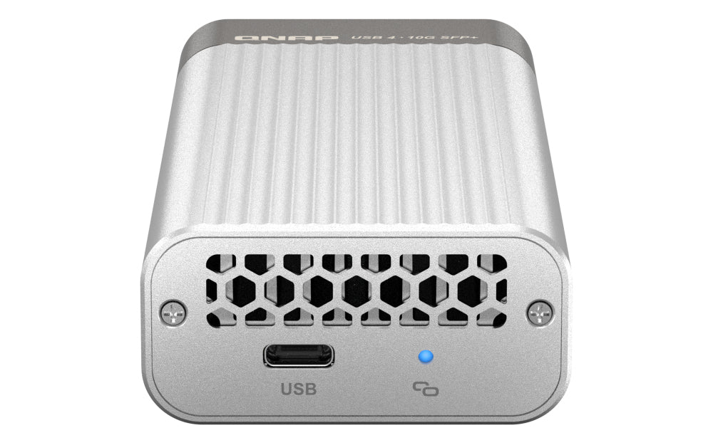 QNAP USB-C zu 10GbE SFP+ Netzwerkadapter – 10 Gbit/s, SFP+, USB-C – für PC, Windows/Mac/Linux – Silber