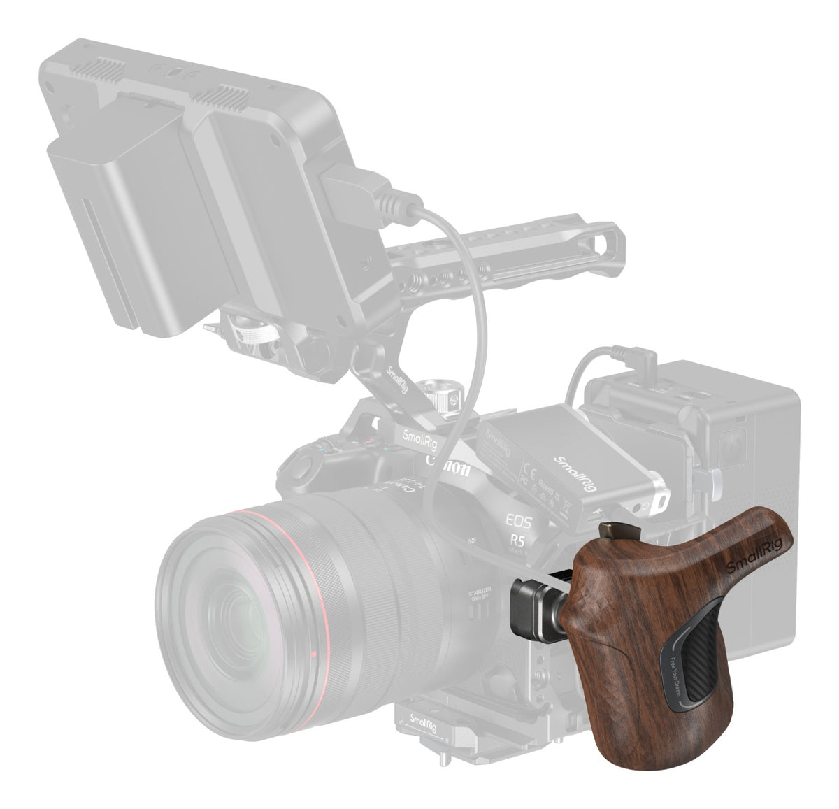 SmallRig ImageGrip 5161 Handgriff – Holzgriff, NATO-Klemme (links) – für viele Kameras – Braun
