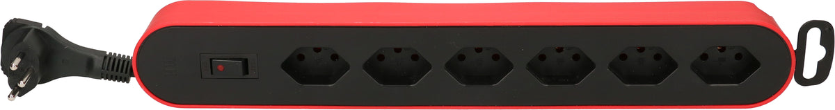 Max Hauri AG Design Line Steckdosenleiste, 6×T13, mit Schalter, 2,2 m, IP20 – Rot/Schwarz