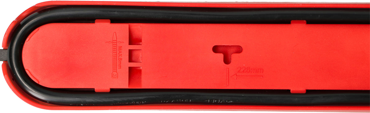 Max Hauri AG Steckdosenleiste, 5×T13, 1×USB-A + 1×USB-C, 17 W gesamt, mit Schalter, 2,2 m – rot/schwarz