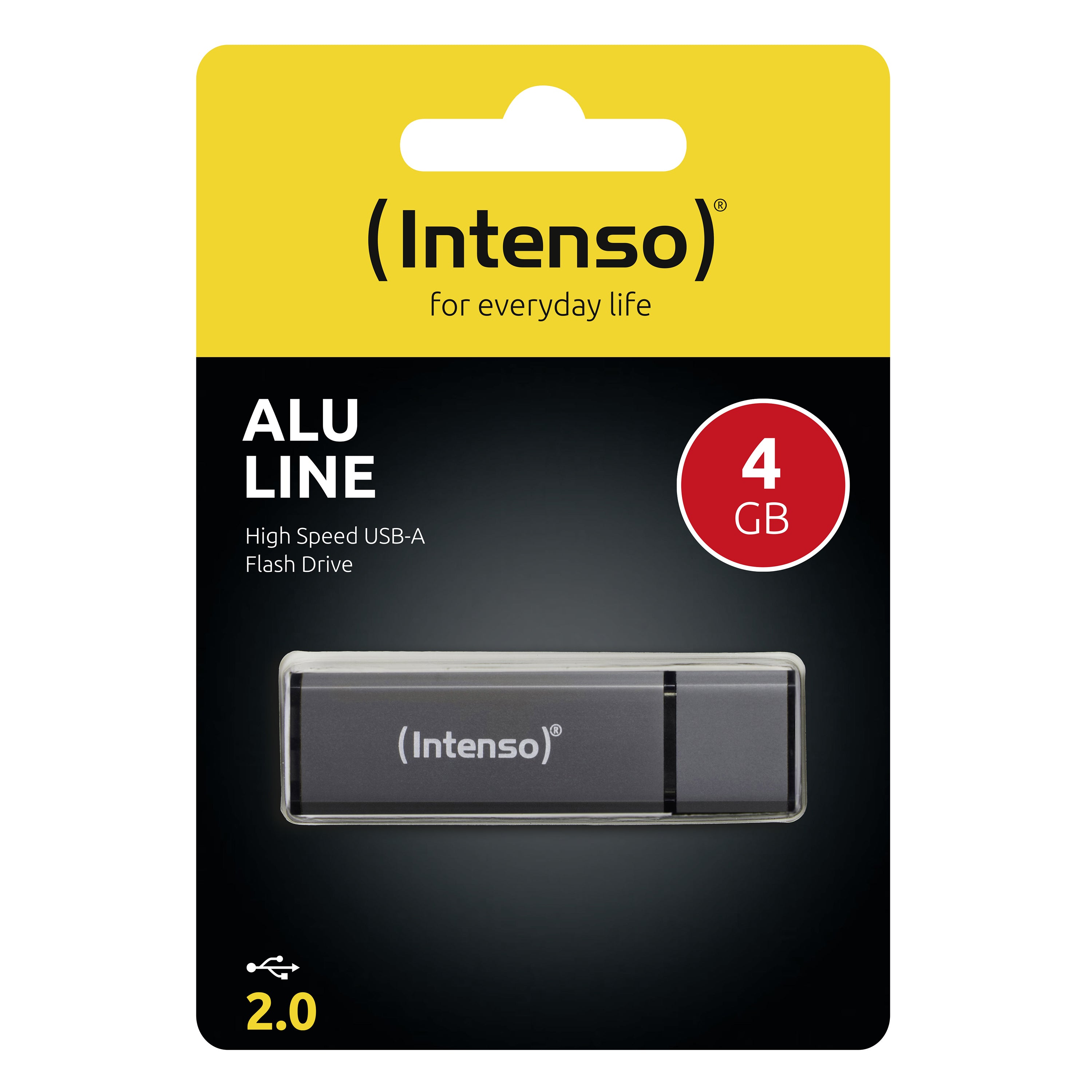 Intenso Alu Line 3521451 – 4 GB, USB 2.0 Typ-A, 28 MB/s lesen, 6,5 MB/s schreiben, Anthrazit, Aluminium