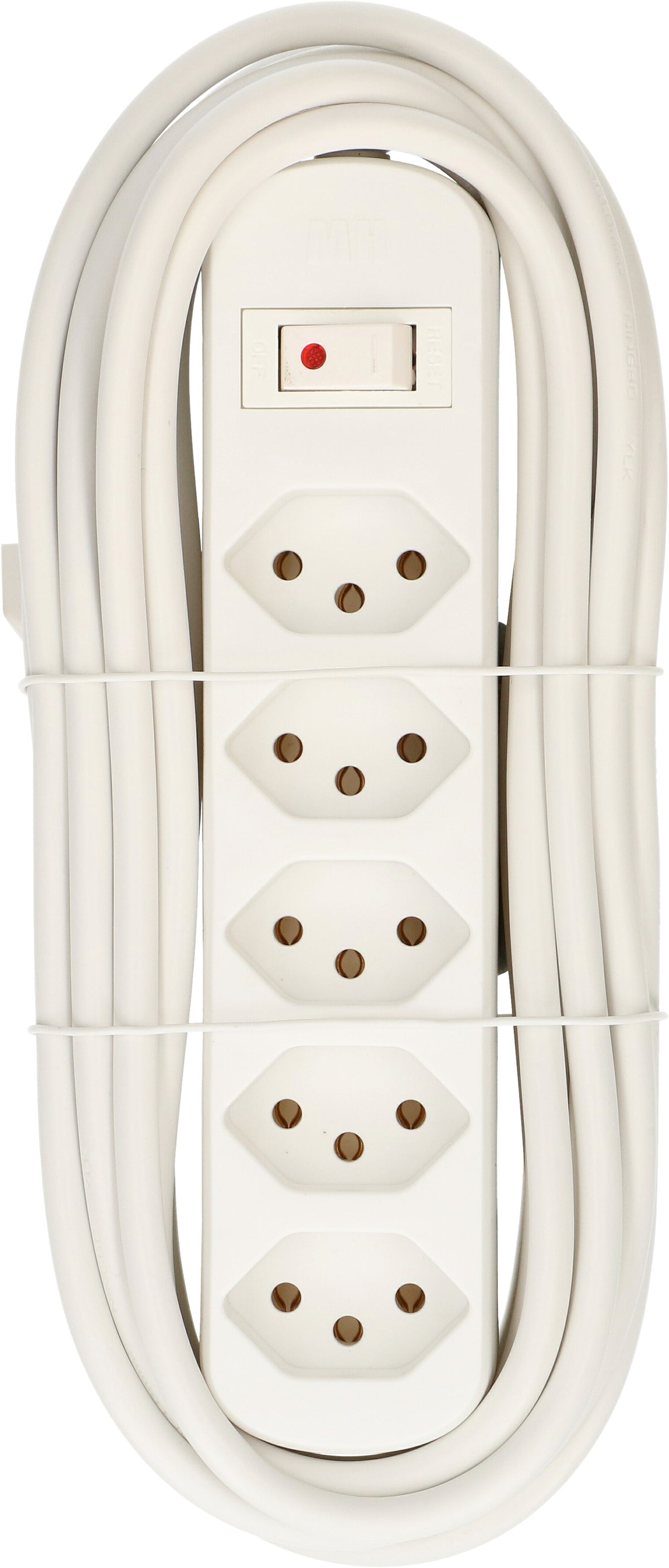 Max Hauri AG Max Hauri Basic Line Steckdosenleiste – 5× T13, 5 m, mit Schalter, Weiss