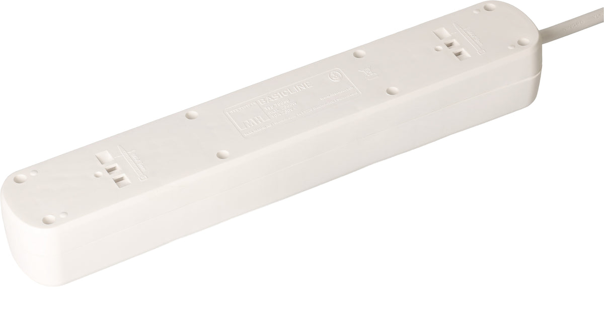 Max Hauri AG Max Hauri Basic Line Steckdosenleiste – 5× T13, 1,5 m, mit Schalter, Weiss