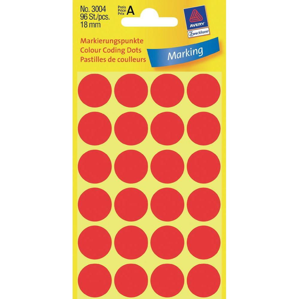 AVERY Zweckform Schmucketiketten – 18 mm, rot, 96 Stk