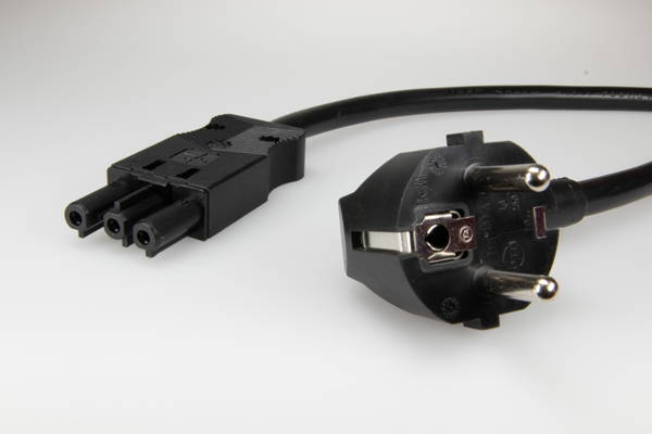 Adels Stromkabel – Schuko (gewinkelt) – Wieland GST18i3, 5 m, 3×1,5 mm², 230 V/16 A, schwarz