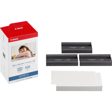 Canon KP-108IN Papier-Set – 102 × 152 mm, 108 Blätter, inklusive Tinte – für Canon Selphy