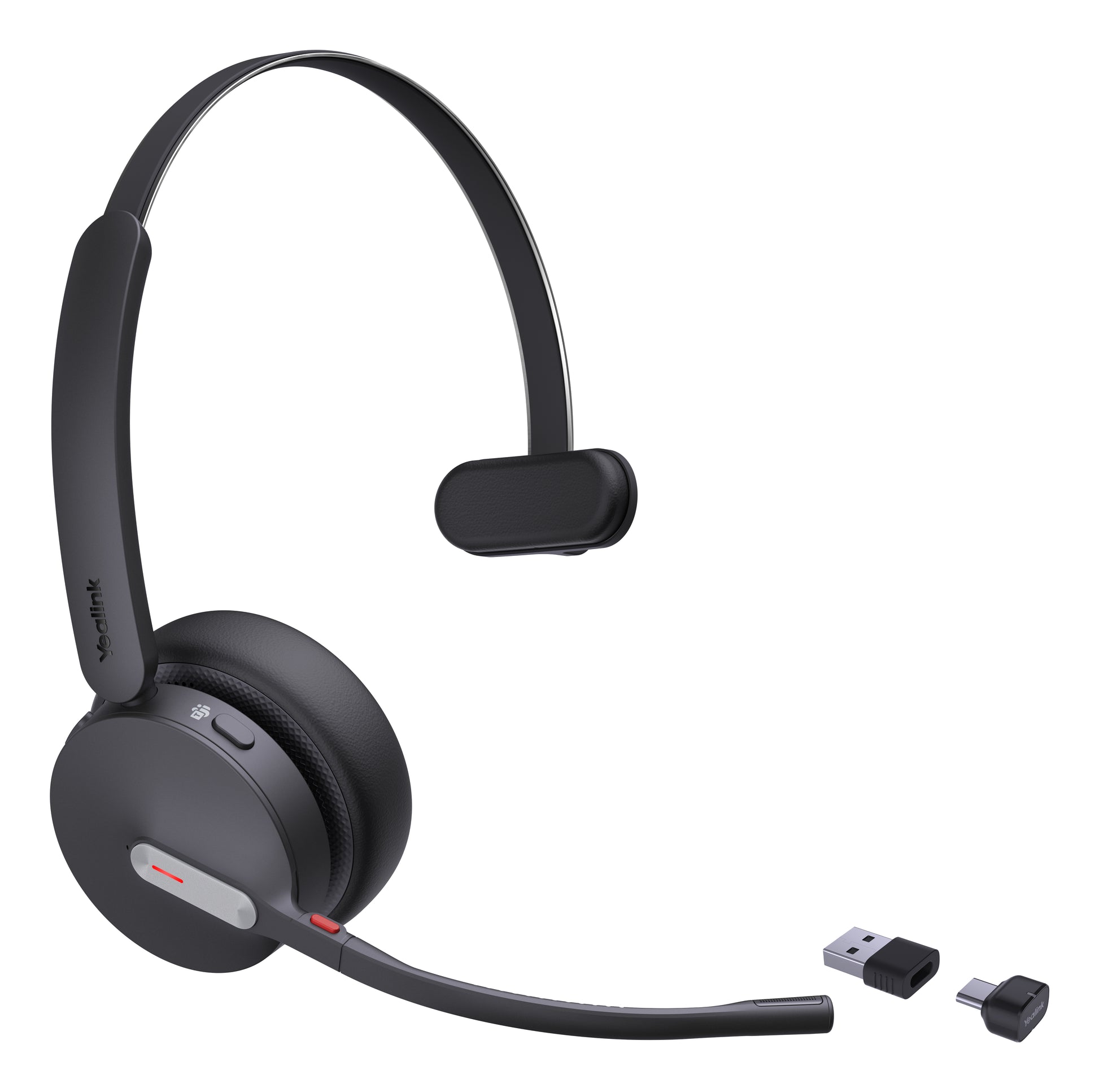 Yealink BH70 Office-Headset – On-Ear, Mono, BT, MS Teams zertifiziert, mit USB-A/USB-C-Dongle, Schwarz