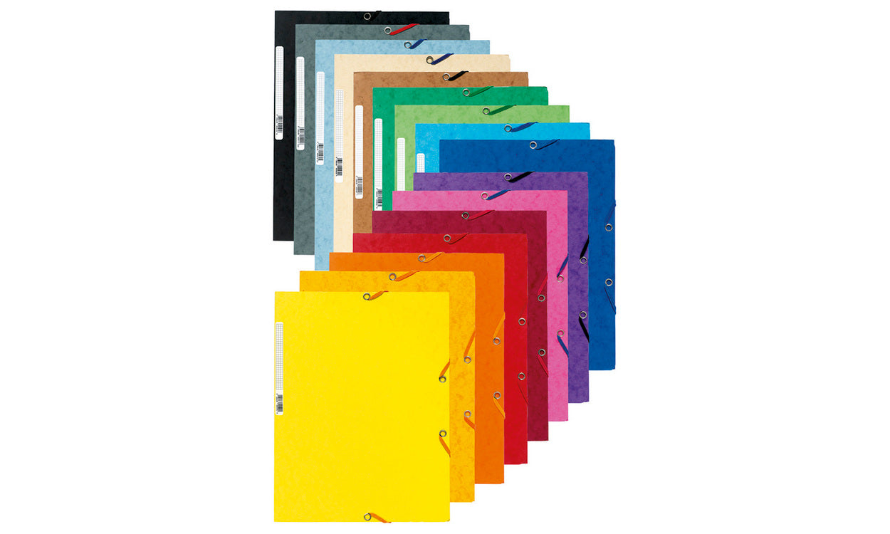 Exacompta Eckspannermappe A4 – 3 Klappen, Gummiband, Karton, mehrfarbig, bis 250 Blatt, 10 Stk.