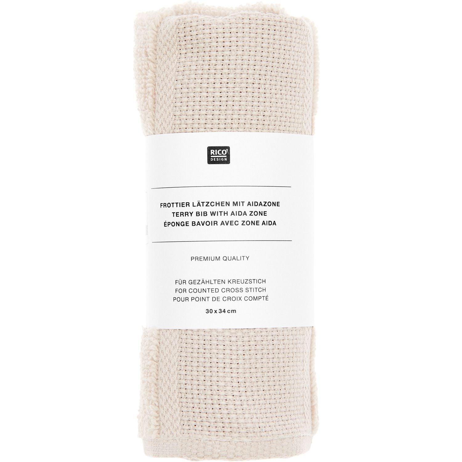 Rico Design Lätzchen – 30 × 34 cm, Hellbeige, 100% Baumwolle, GOTS
