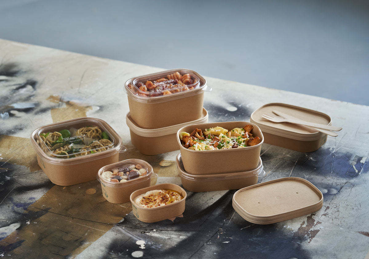 BioPak Take-away-Box, Papier/Karton (PLA-beschichtet) – 250 ml – 108 × 80 × 50 mm – braun – FSC – 60 Stk.