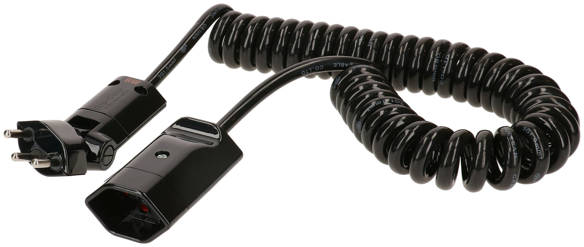 Max Hauri AG Verlängerungskabel – T12–T13, 0,6 m, spiralisiert, 3×1 mm², schwarz