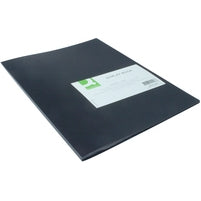 Q-CONNECT Sichtbuch – 20 Sichttaschen, A4, mit Fronttasche, genarbt, antireflex, schwarz, Kunststoff