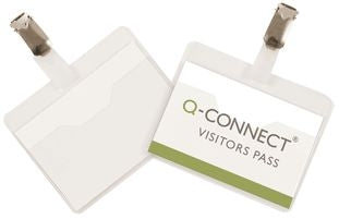 Q-CONNECT Namensschild mit Clip – 90 × 60 mm – Polypropylen (PP) – transparent – 25 Stk.