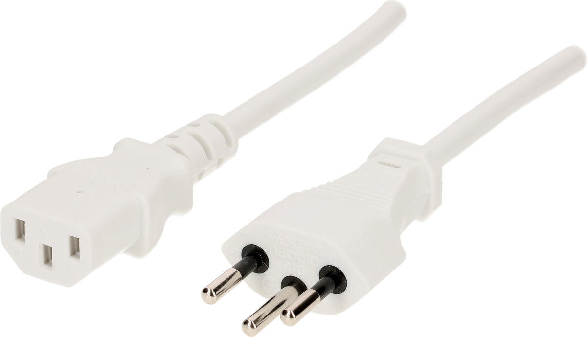 Max hauri wire Max Hauri Netzkabel – T12–IEC C13, 2 m, 230 V/10 A, weiss