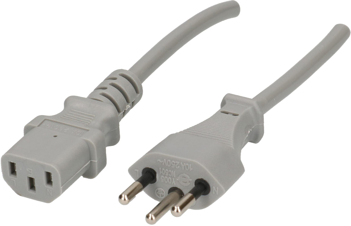 Max hauri wire Max Hauri Netzkabel – T12–IEC C13, 2 m, 230 V/10 A, grau