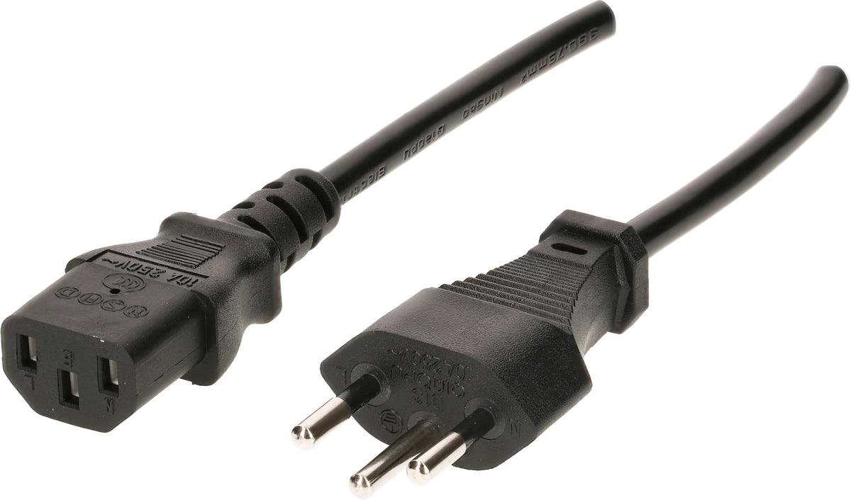 Max Hauri AG Max Hauri Netzkabel – T12–IEC C13, 3 m, 230 V/10 A, schwarz