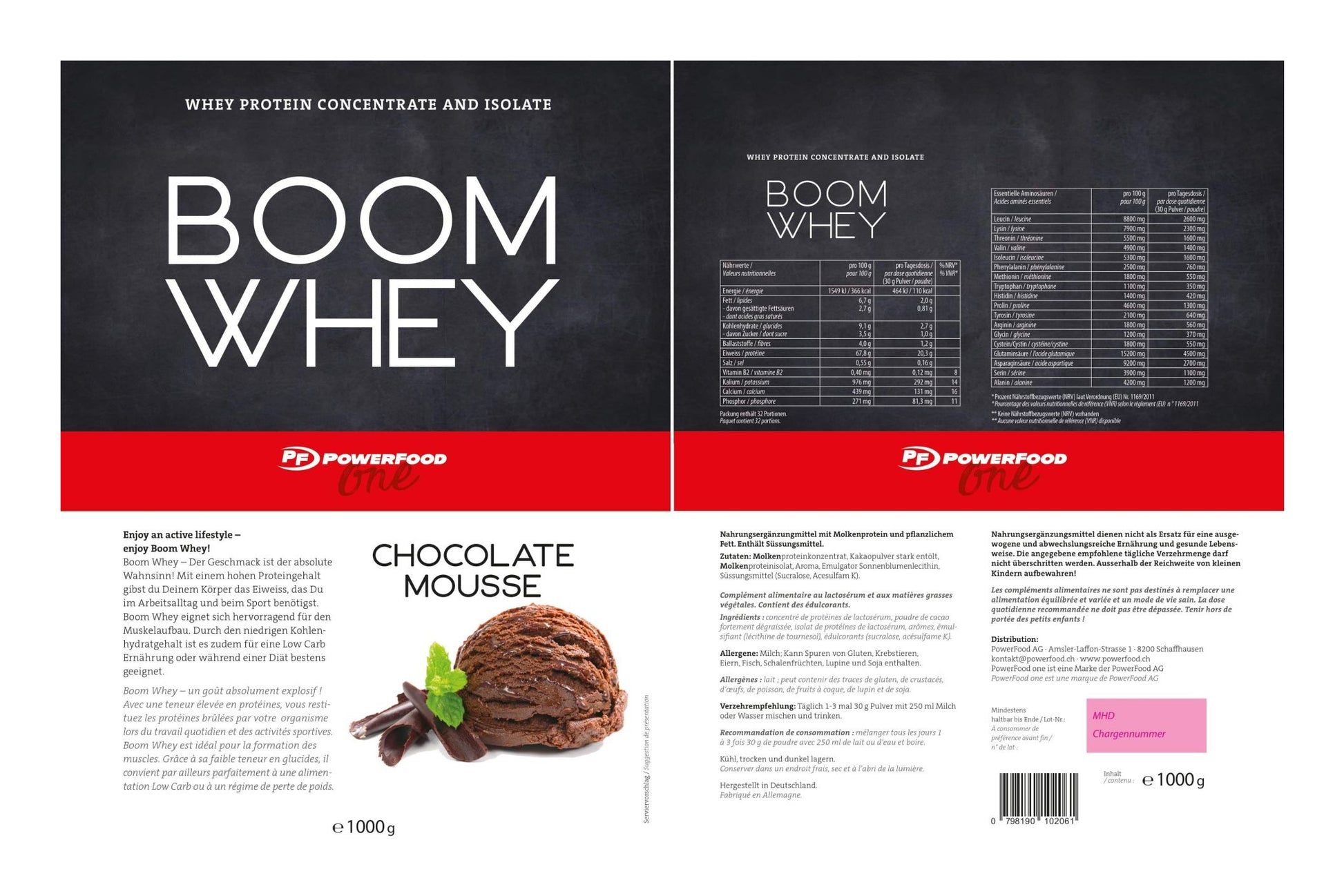 PowerFood Whey Protein Schokolade – 1 kg