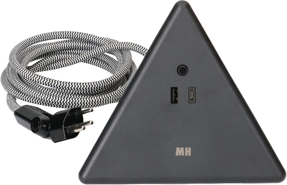 Max Hauri AG Max Hauri Tischsteckdosenleiste, 2×T13, 1×USB-A 18 W + 1×USB-C PD 18 W, 2,5 m – schwarz