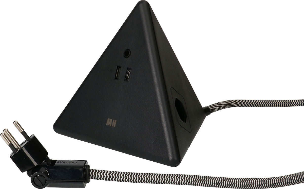 Max Hauri AG Max Hauri Tischsteckdosenleiste, 2×T13, 1×USB-A 18 W + 1×USB-C PD 18 W, 2,5 m – schwarz