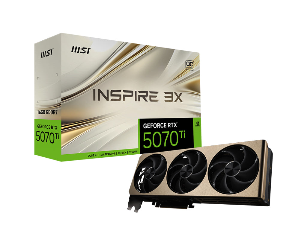 MSI GeForce RTX 5070 Ti 16G INSPIRE 3X OC – PCIe Grafikkarte – 3×DP 2.1b, 1×HDMI 2.1b, PCIe 5.0