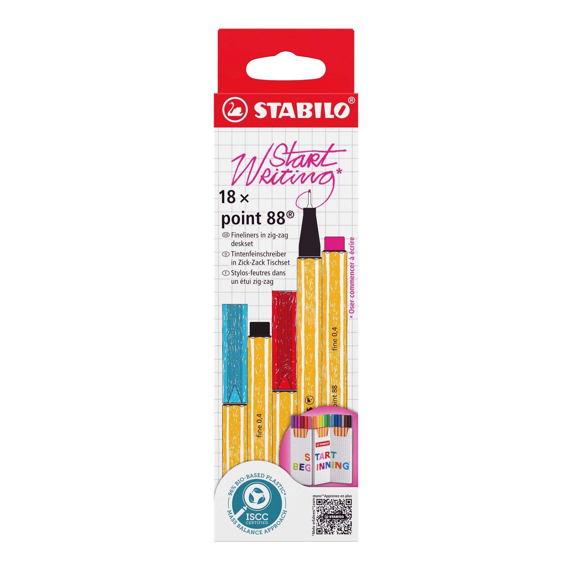 STABILO point 88 Fineliner Zick-Zack Etui – 18 Stk., 0,4 mm, sortiert