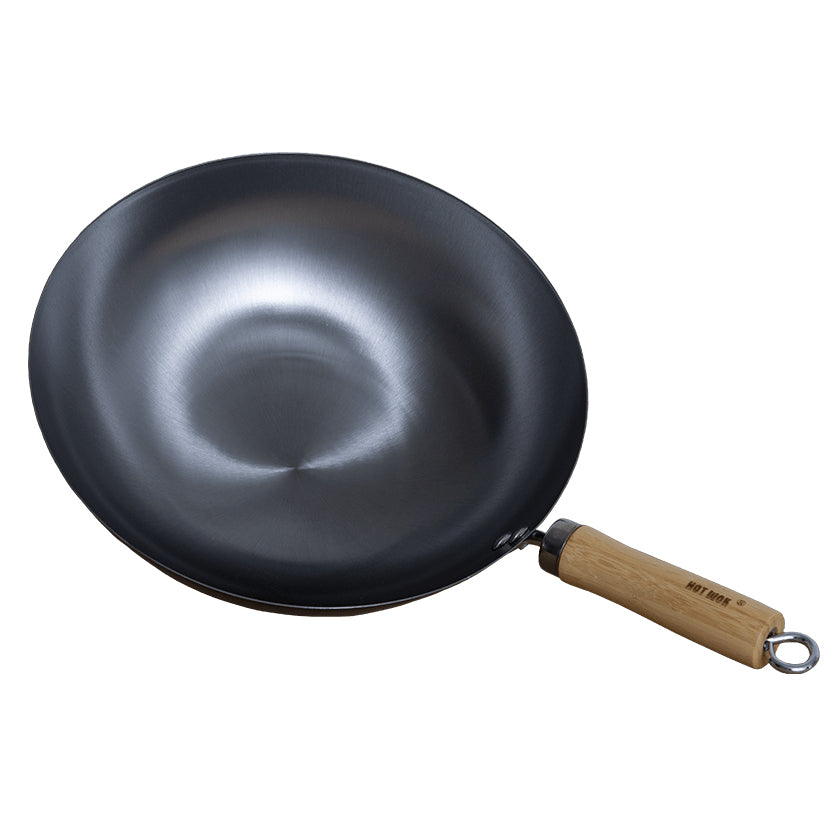 Hot Wok Fonduepfanne HW3730 – Ø 30 cm, Karbonstahl, Teflon, Schwarz/Holz