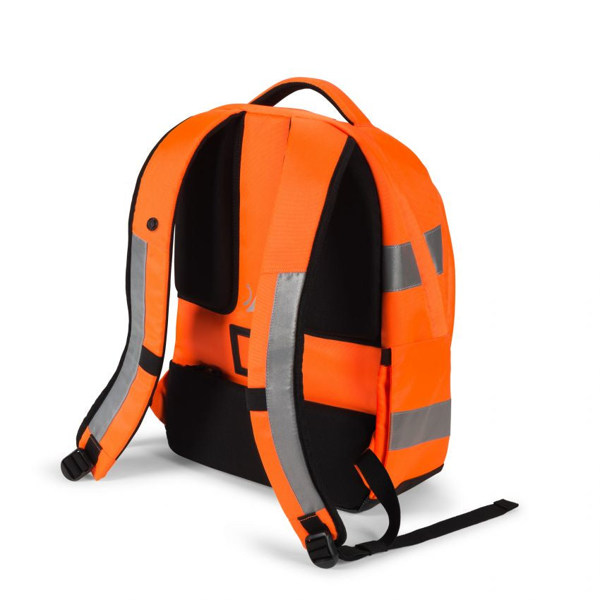 DICOTA Rucksack HI-VIS – Notebook-Rucksack – 25 l, rPET, orange, Reflexstreifen