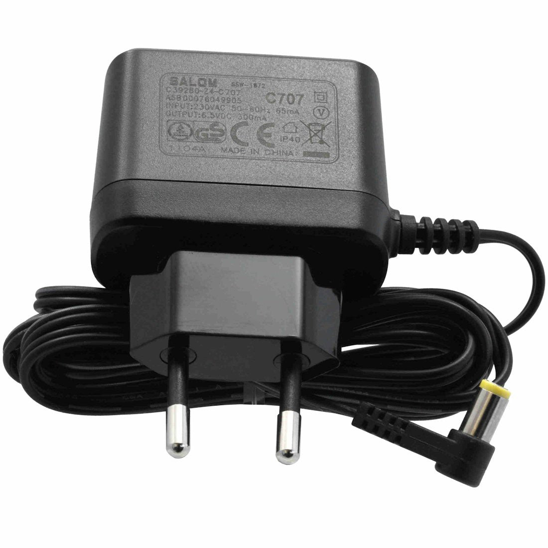 Gigaset C707 Netzteil 6,5 V 300 mA – für SL780, C590, AL140 und andere – schwarz