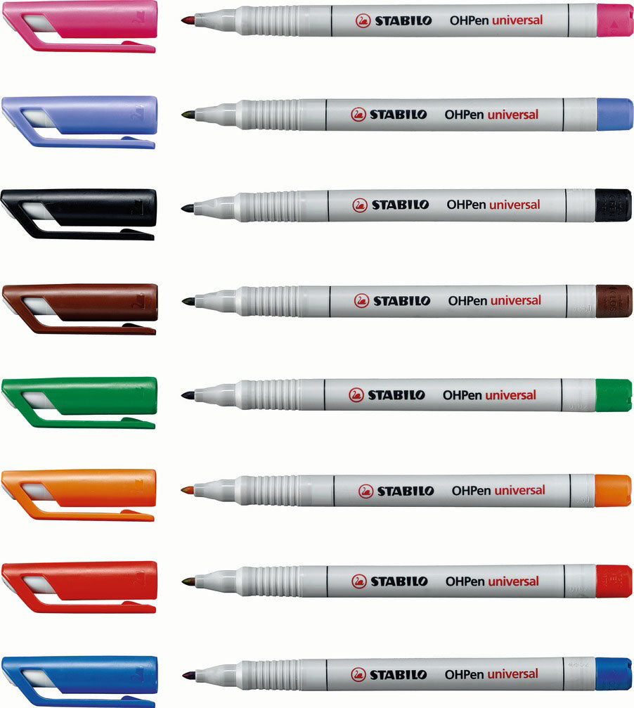 STABILO Non-Permanent Marker OHPen – mittel 1 mm – sortiert – 6er-Set – trocken abwischbar