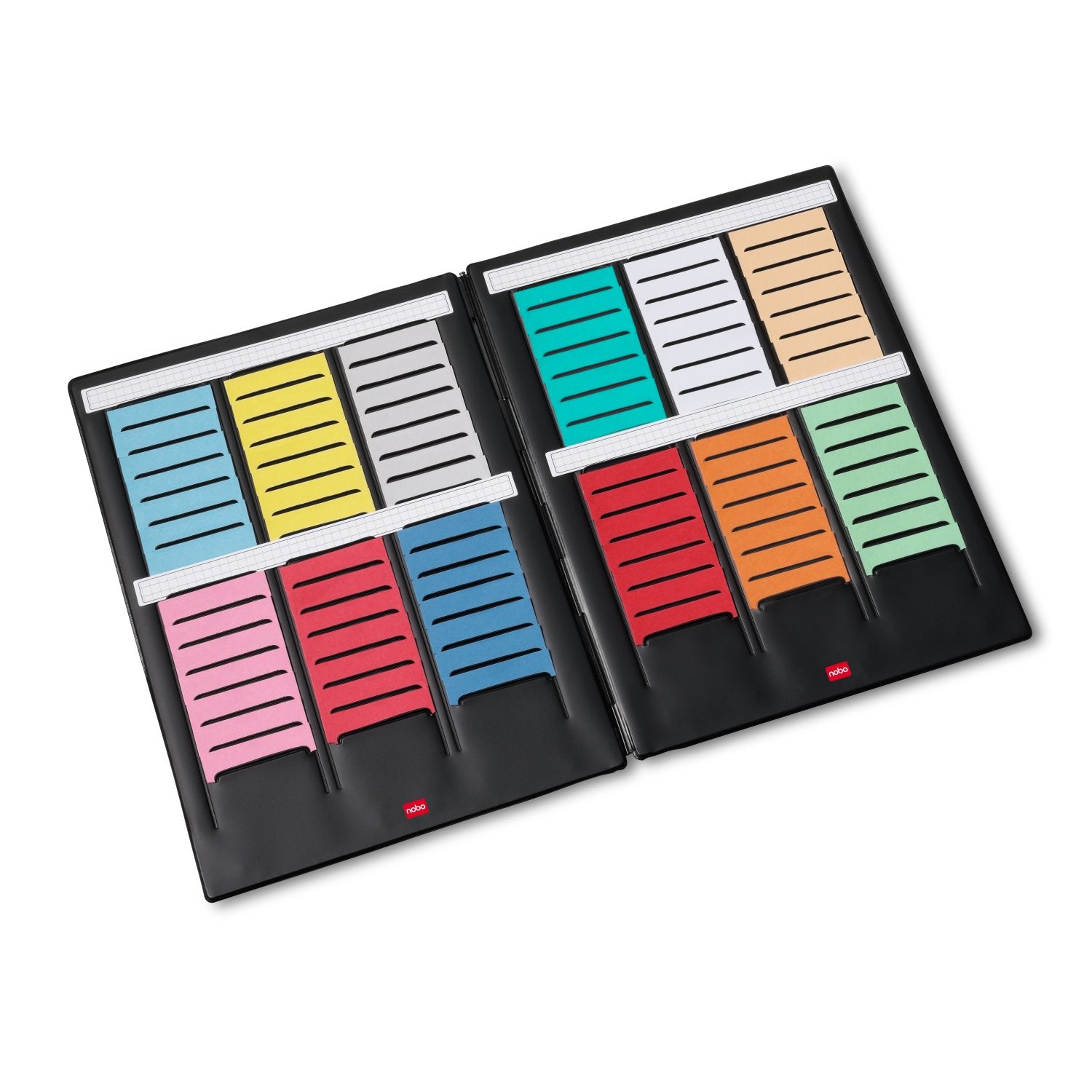 Nobo T-Karten-Planer – 96 Schlitze – für T-Karten Grösse 2 – Schwarz – 240 × 315 mm