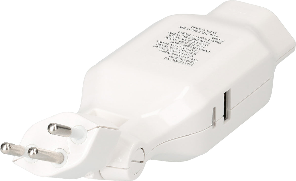 Max Hauri AG Max Hauri clip-clap USB-Ladegerät 18 W – USB-C×1, USB-A×1 – PD 3.0, QC 3.0 – T12 Stecker, T13 Kupplung