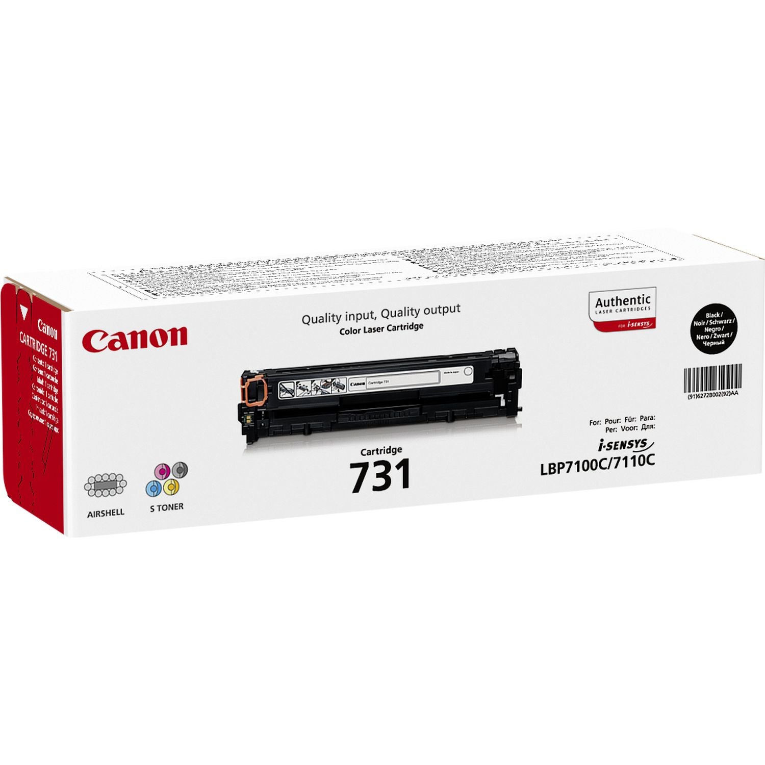 Canon 731 (6272B002) Schwarz Toner – Original – 1'400 Seiten – für Canon i-SENSYS LBP7100CN/7110CW
