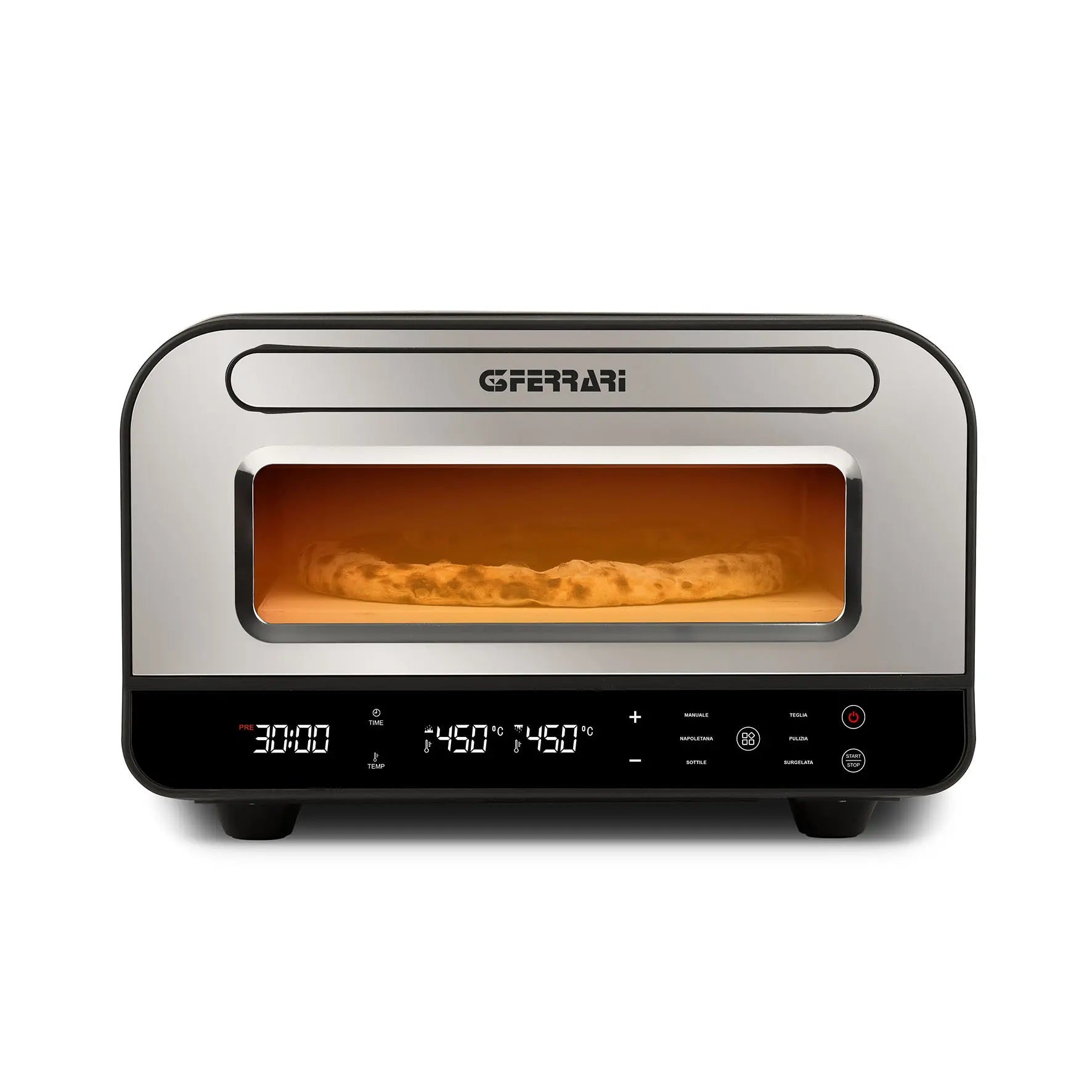 G3 Ferrari Pizzaofen Pizza Pro G10204 – 1 Pizza, Ø 30 cm, 1850 W – Schwarz/Silber