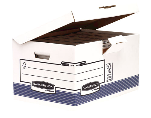 Fellowes Bankers Box Archivschachtel – für A4, B 390 × H 310 × T 560 mm, FastFold, stapelbar, blau, 10 Stück