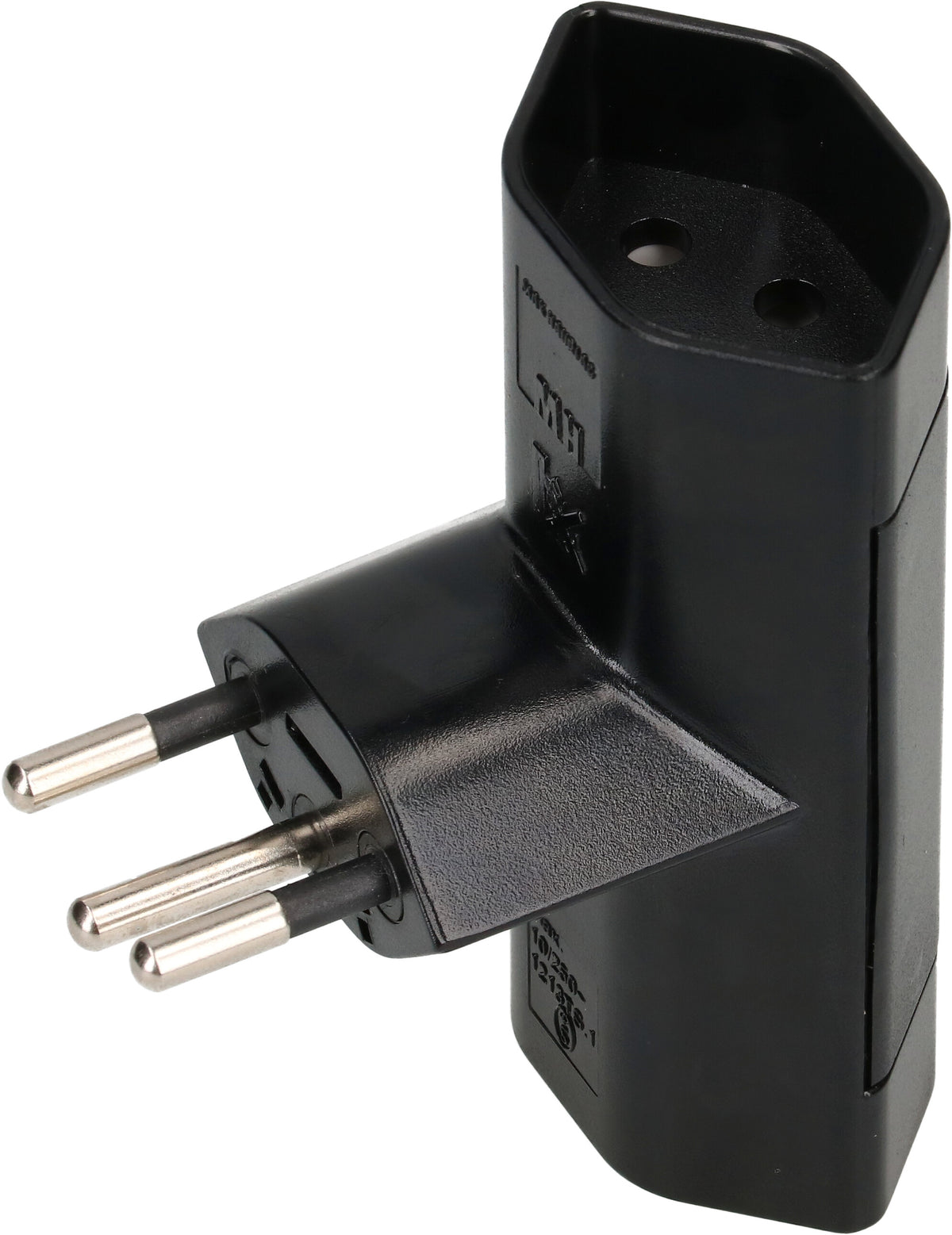 Max Hauri AG Abzweigstecker – 2× Typ 13 (T13), 3-polig, 230 V / 10 A – Schwarz