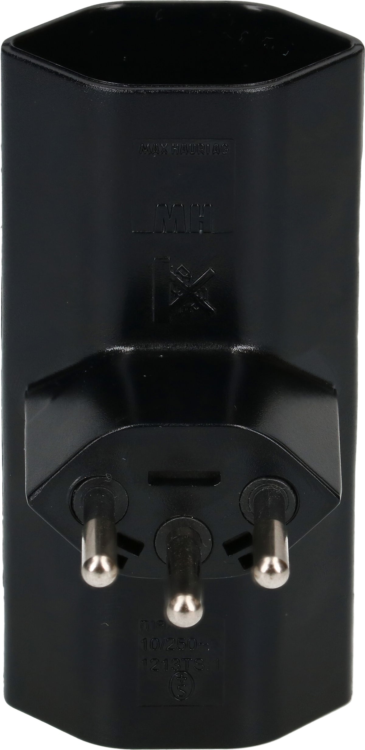 Max Hauri AG Abzweigstecker – 2× Typ 13 (T13), 3-polig, 230 V / 10 A – Schwarz